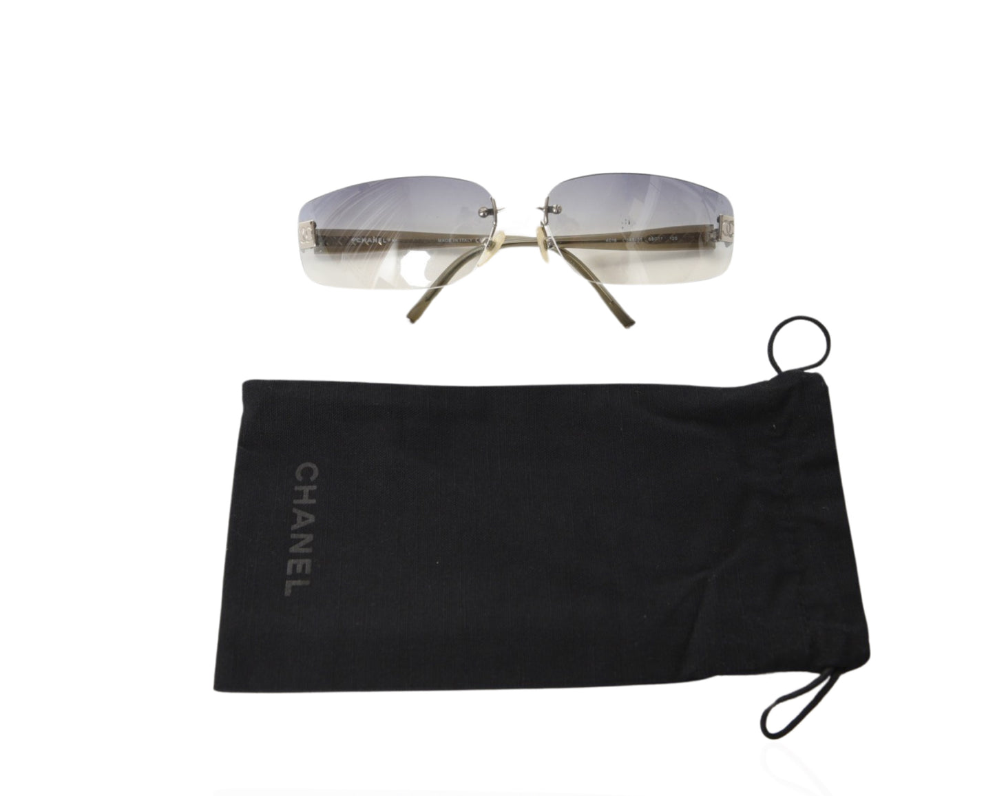 Chanel Ombre Gradient Rimless Blue Glass CC Logo Vintage Sunglasses Glasses