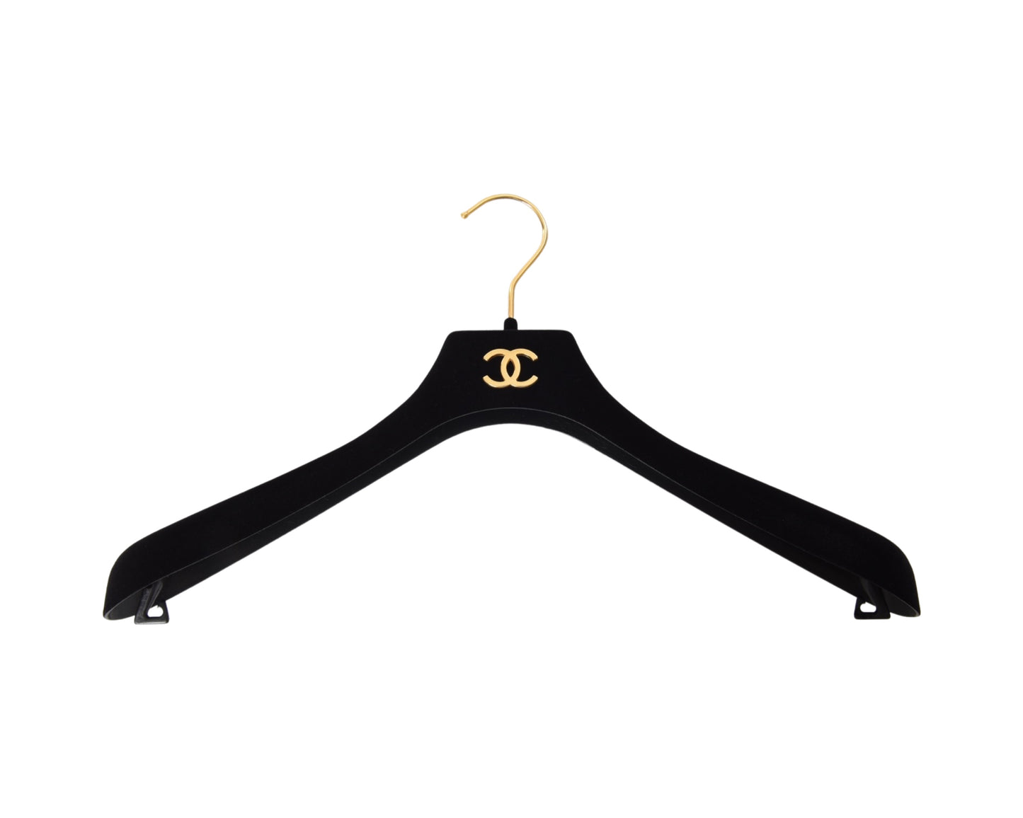 Chanel Coco Clothing Suit Hanger Black Gold Velvet Vintage