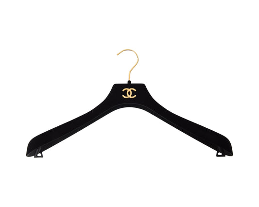 Chanel Coco Clothing Suit Hanger Black Gold Velvet Vintage