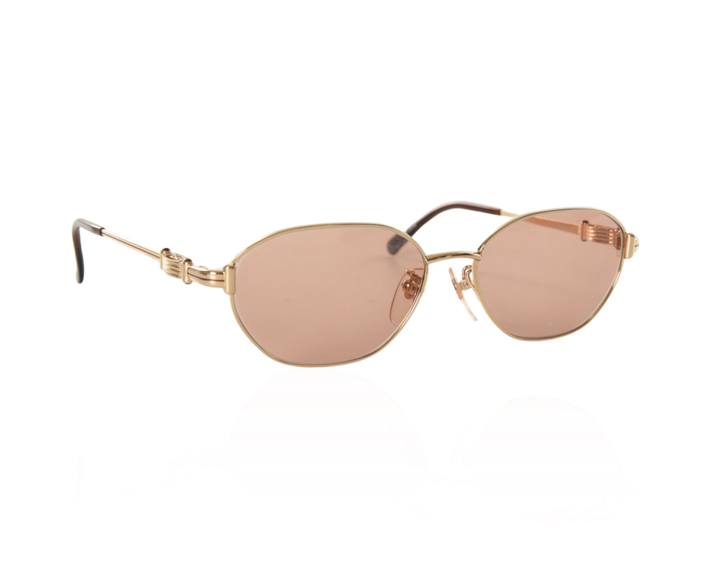 Yves Saint Laurent YSL Sunglasses Glasses Logo Women's Gold Brown