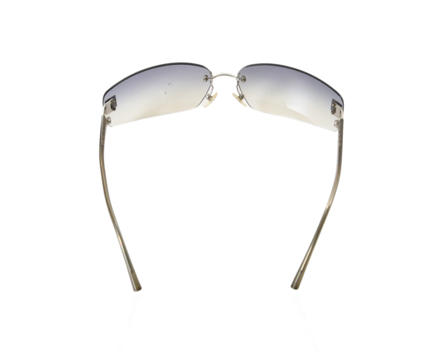 Chanel Ombre Gradient Rimless Blue Glass CC Logo Vintage Sunglasses Glasses