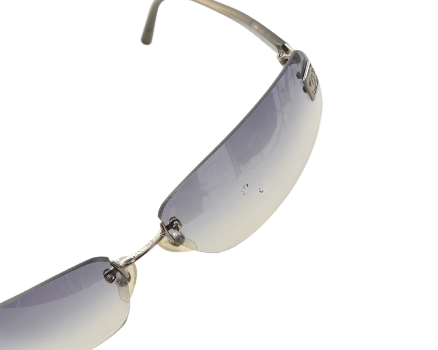 Chanel Ombre Gradient Rimless Blue Glass CC Logo Vintage Sunglasses Glasses