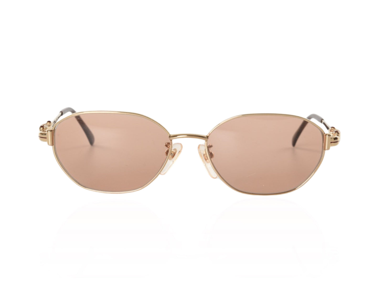 Yves Saint Laurent YSL Sunglasses Glasses Logo Women's Gold Brown