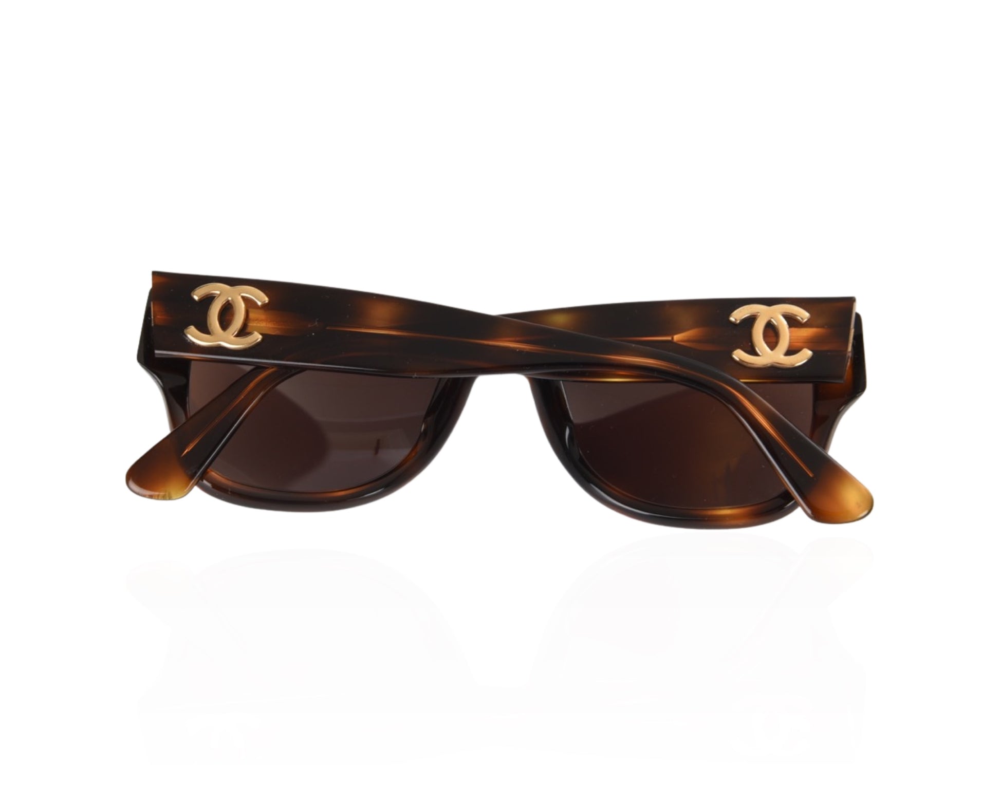 Chanel CC Logo Brown Tortoise Sunglasses Vintage – firstsecondvintage