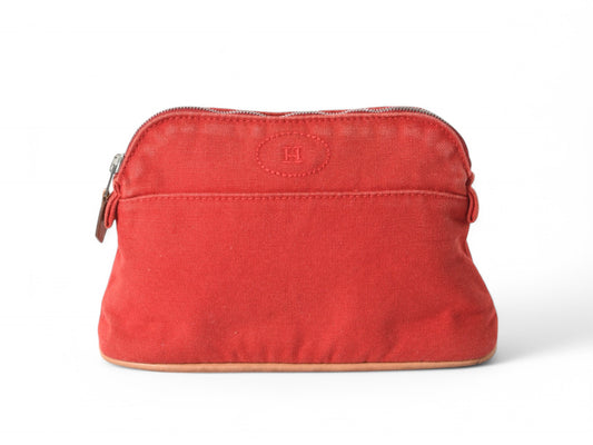 Hermès Bolide Mini Case Pouch Toiletry Make Up Bag 100% cotton Red