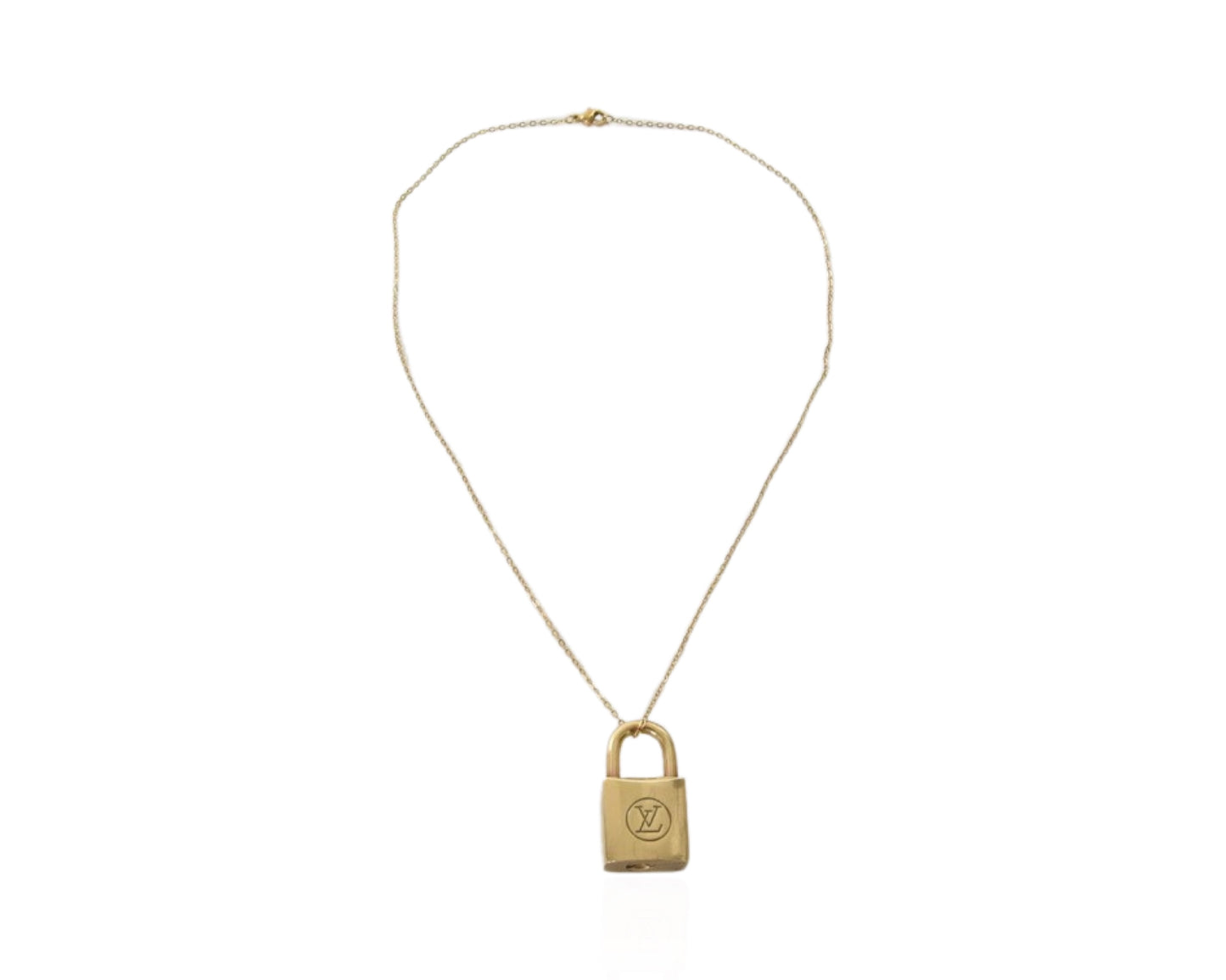 LOUIS VUITTON NECKLACE LV LOCK PADLOCK VINTAGE BRASS CHARM