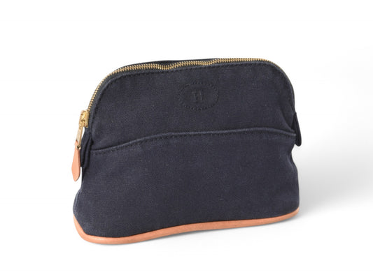 Hermès Bolide Case Pouch Toiletry Make Up Bag 100% cotton Blue Navy