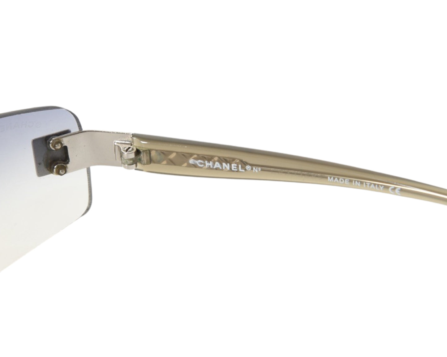 Chanel Ombre Gradient Rimless Blue Glass CC Logo Vintage Sunglasses Glasses