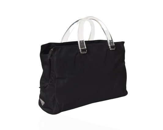 Prada Vintage Black Tessuto Nylon Bag Handbag