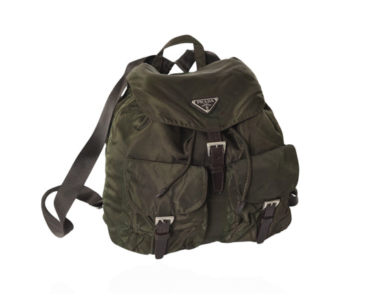 Prada Tessuto Nylon Backpack Vintage Bag Khaki Green