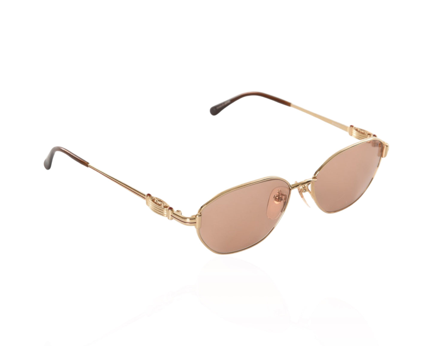 Yves Saint Laurent YSL Sunglasses Glasses Logo Women's Gold Brown