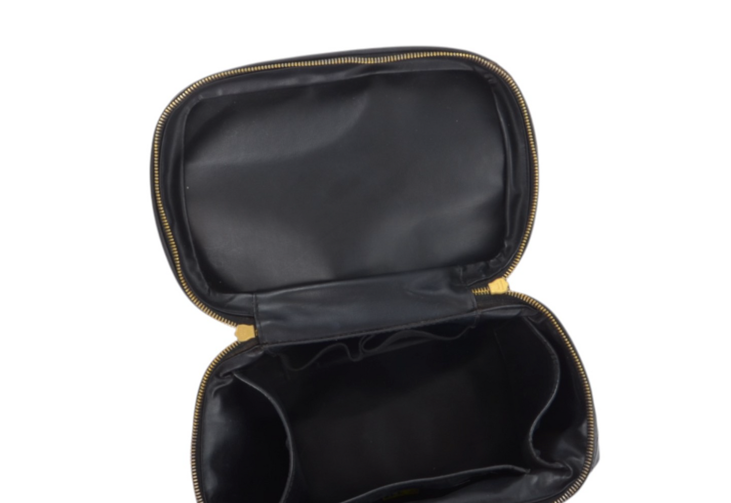 Chanel Vanity Bag CC Logo Vintage Patent Leather Black Enamel Make Up Box Designer Classic
