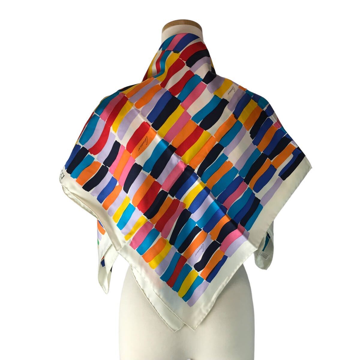Gucci Multicolor Scarf 100% Silk Large Shawl Designer Classic Italy