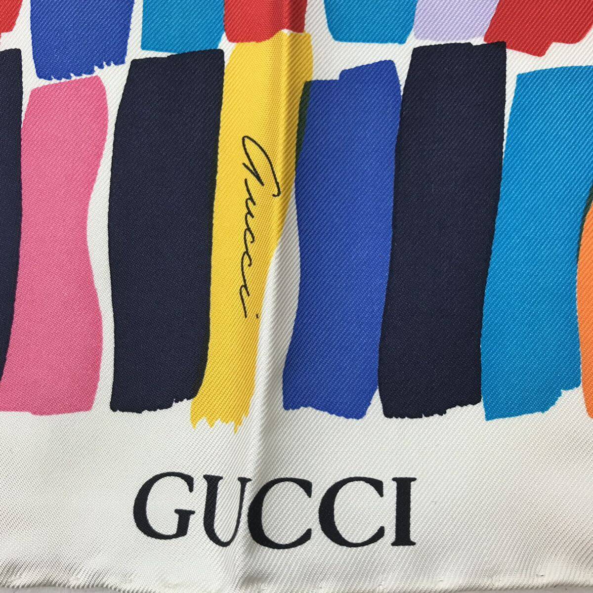 Gucci Multicolor Scarf 100% Silk Large Shawl Designer Classic Italy