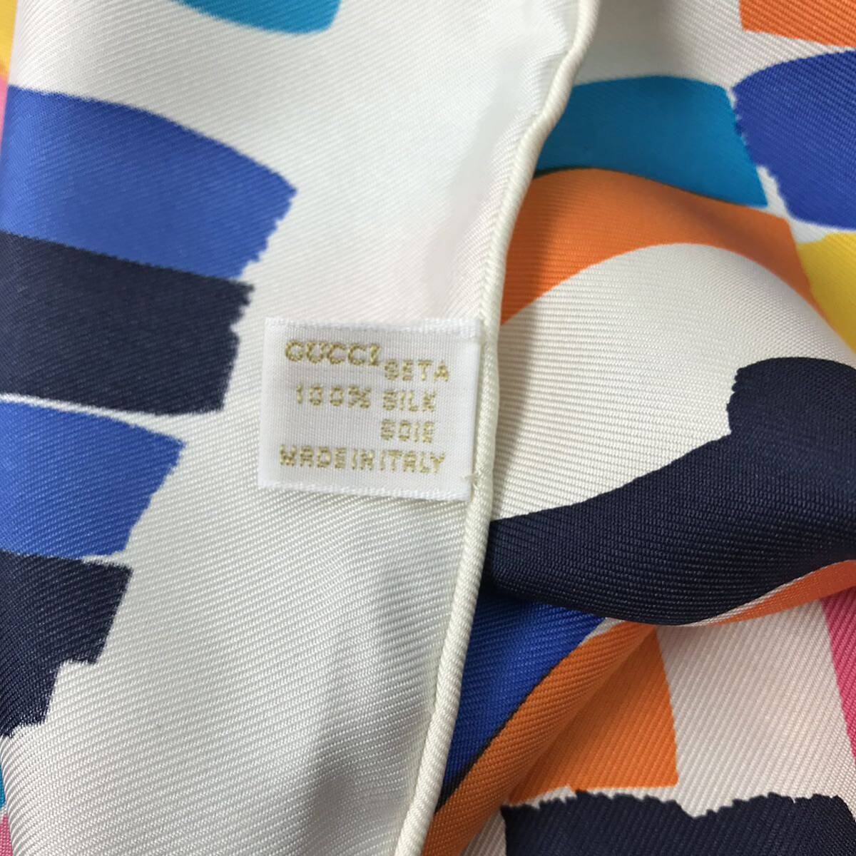 Gucci Multicolor Scarf 100% Silk Large Shawl Designer Classic Italy