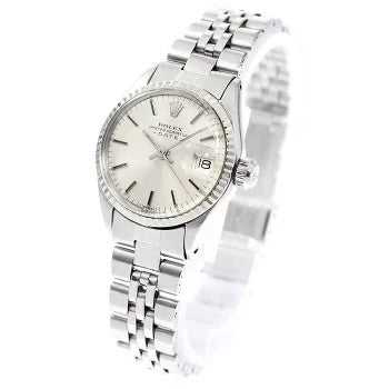 Rolex Oyster Perpetual 6517 Date WG Bezel Automatic Ladies Watch AT Vintage Watch Silver Dial Wristwatch