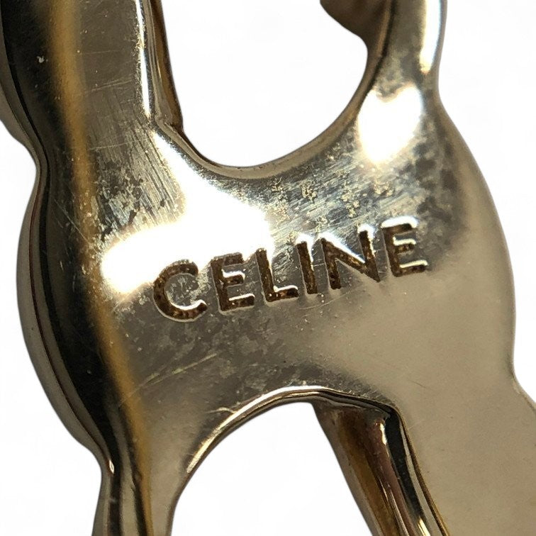 Celine Triomphe Asymmetric Ring Brass Gold Finish Logo Vintage Designer Classic