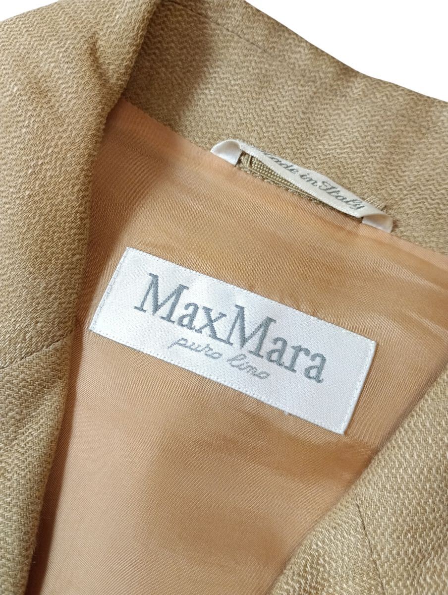 MAX MARA Linen Short-sleeved Jacket size 36 Beige Italian-made Coat Designer Classic